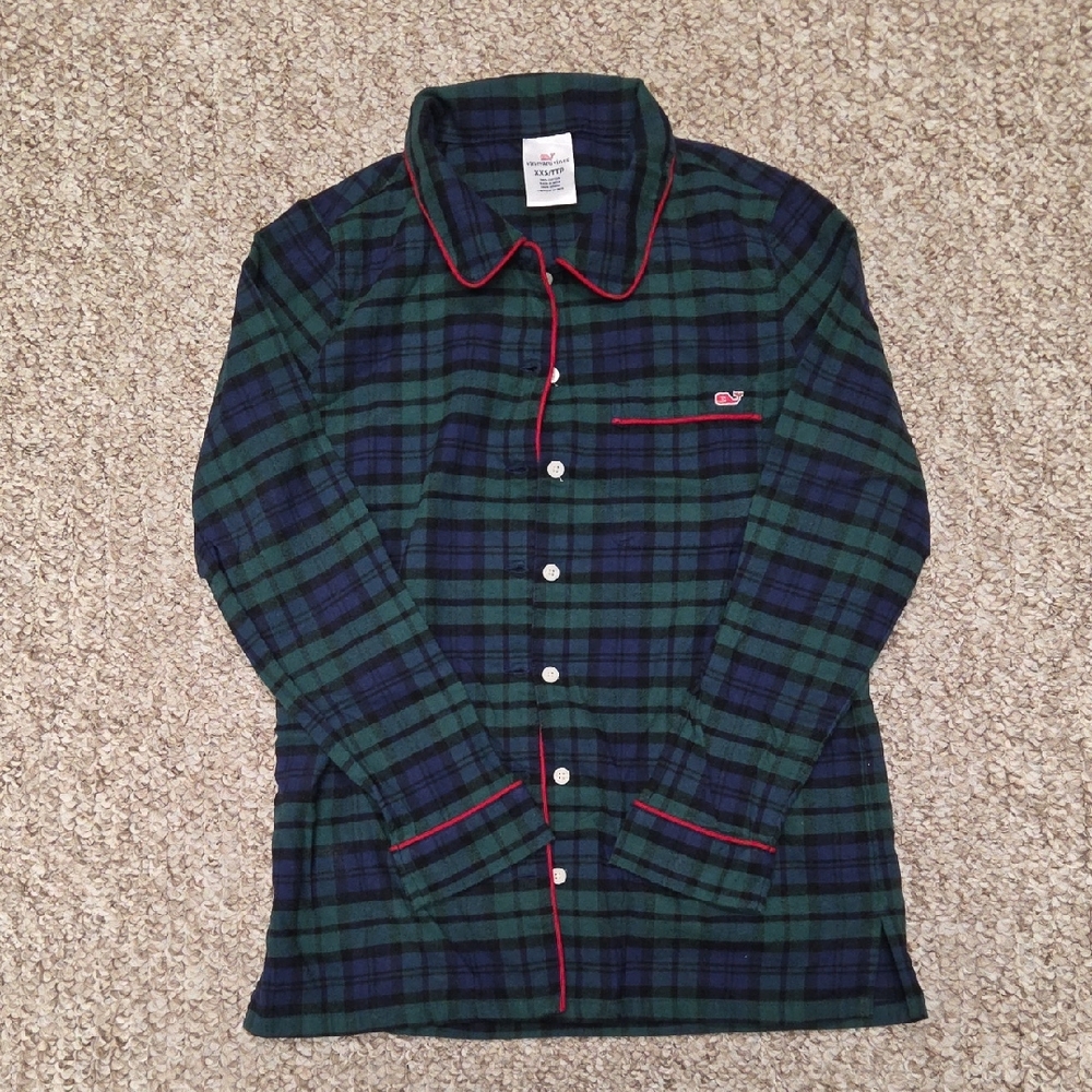 Vineyard Vines Green and Blue Plaid Kids Button Down Shirt